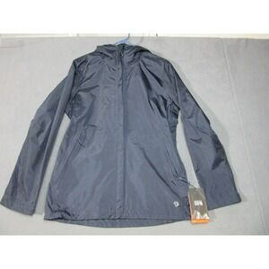 Mountain Hardwear Jacket Womens Medium Black Dark Zinc Hooded Acadia Rain New